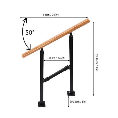 Carbon Steel Handrail for Outdoor, 92*18*8cm, 2-Step Staircase Handrail - Picture 2 of 18