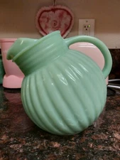 Jadeite Milk Glass Ribbed Pitcher Jug