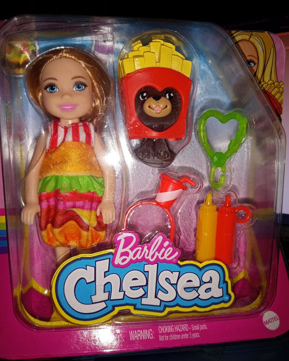 Barbie Club Chelsea Dress-Up Doll in Burger Costume