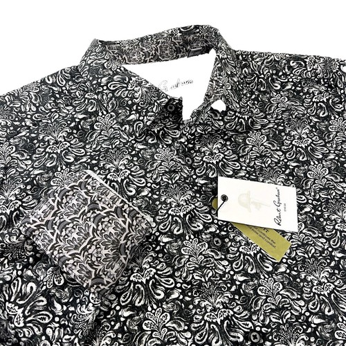 Robert Graham Shirt Mens 2XL Black Jacquard Flip Cuff Party