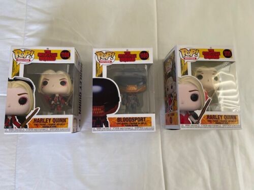 New Pop Funko Harley Quinn #1108, Bloodsport #1109 & Harley Quinn #1111 Figures