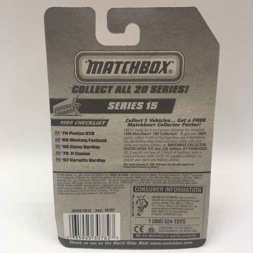 Matchbox 70 EL CAMINO Classics 1999 #74 Giallo Nuovo Sigillato - Foto 3 di 3