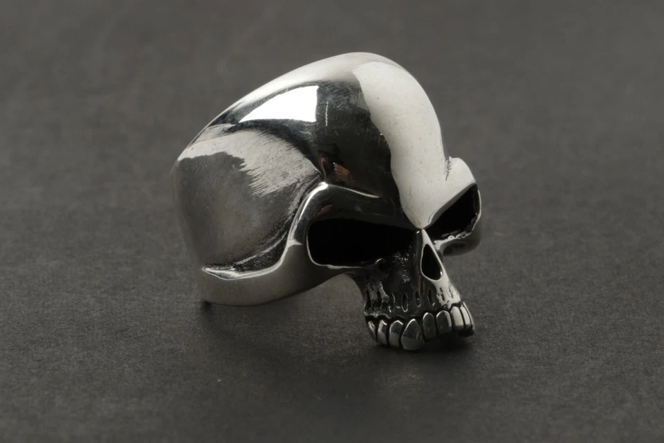 Keith Richards Anello Teschio 925 Argento Sterling UOMO Nuovo Rocker Gotico S 10 - Immagine 2 di 4