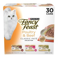 Fancy Feast Classic Pat Poultry and Beef Variety Wet Cat Food - 30 Cans