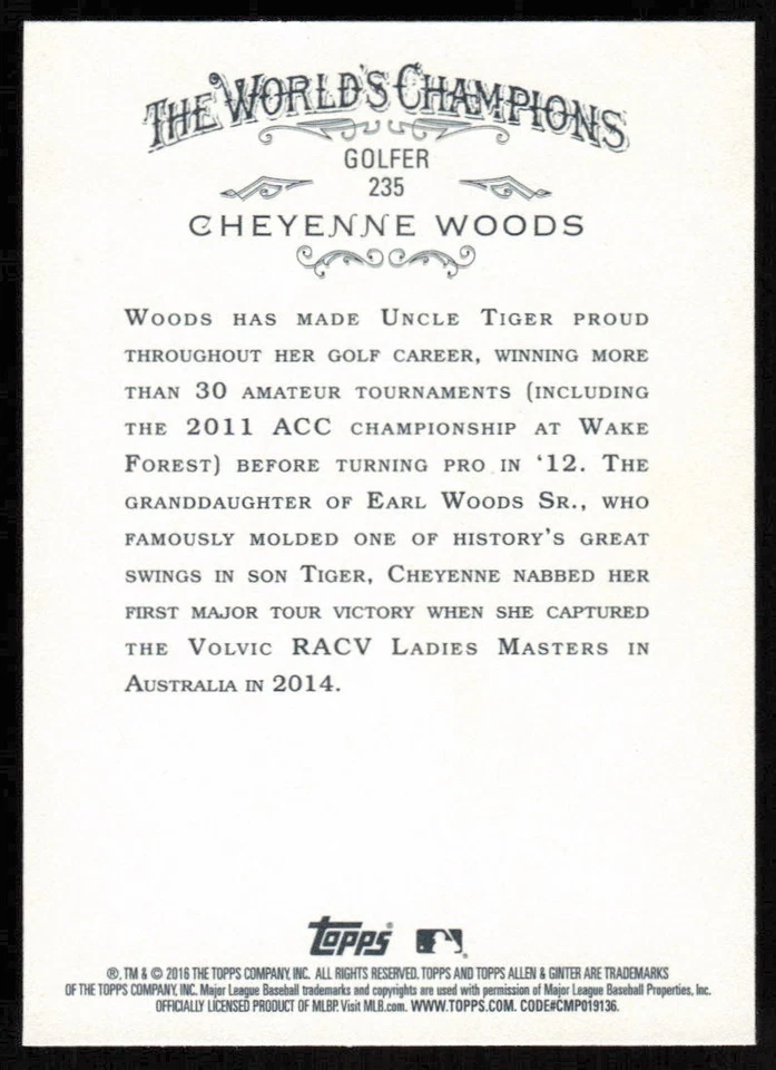 2016 Topps Allen & Ginter  #235 Cheyenne Woods   - FREE SHIP - Image 2 of 2