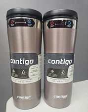 2X Contigo Uptown 24oz Tumbler Straw Dual-Sip Lid Stainless Insulated Macchiato