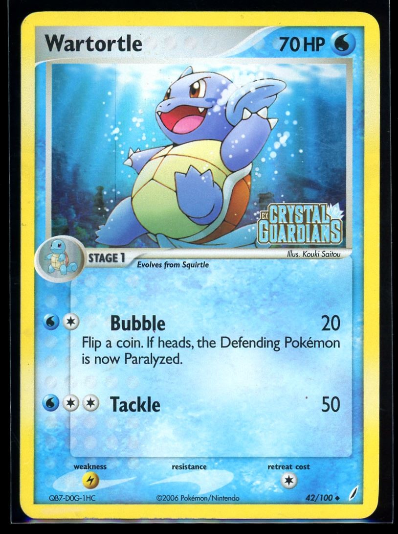 2006 EX - Crystal Guardians Wartortle Reverse Holo Stamped #42 Pokemon Card