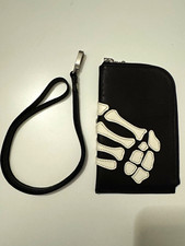 Kapital Black Zip Wallet Skeleton Skull Graphic Print, passport wallet