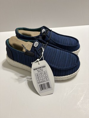 Hey Dude Wendy Sport Mesh Navy/White Slip-On Comfort Shoes Women s US 5 