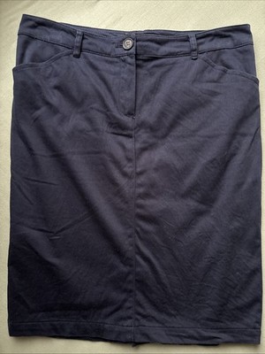 Mango Basics 38 Damen Bleistift Rock Baumwolle Marinenblau Office Büro