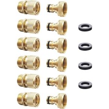 Brass 3/4 GHT Quick Connect Set 6 Pcs Nipple Type Male Female Fittings