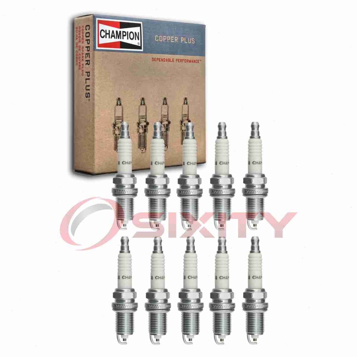 10 pc Champion Copper Plus Spark Plugs for 1996-2003 Dodge Ram 2500 8.0L V10 rt