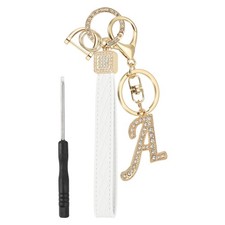 Leather Wristlet Keychain, Chic Letter A Keychains