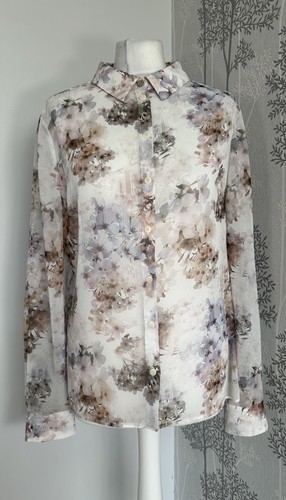 Ted Baker Sheer Nude Floral Button Up Shirt Size Ted 4 Uk 14