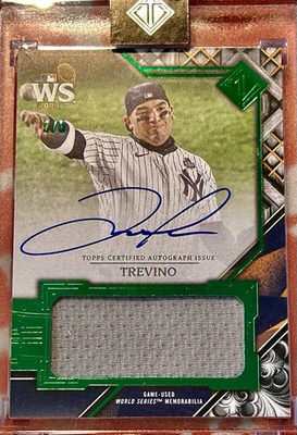 #ad 2025 Topps Transcendent Jose Trevino World Series Patch Auto 5 Emerald Bookend $199.99