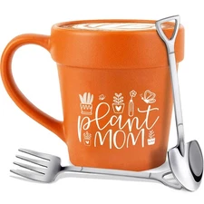 14oz Large Plant Mom Coffee Mug Gardener Plant Pot Mug With Shovel Spoon & Fo...