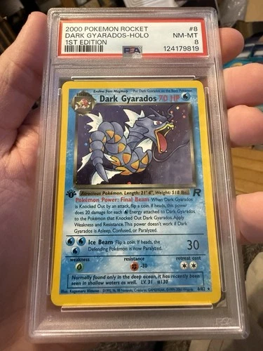2000 POKEMON ROCKET #8 DARK GYARADOS-HOLO 1ST EDITION PSA 8