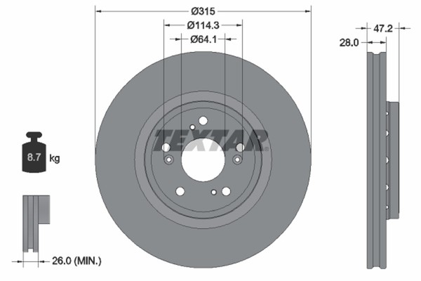 2X Textar Bremsscheibe PRO 92283303 FüR Honda CR 5 3 4 Dtec RE6 4WD RM1 AWD RE5-image