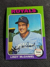 Sharp 1975 Topps MINI #652 Lindy McDaniel Kansas City Royals Baseball Card-EX+