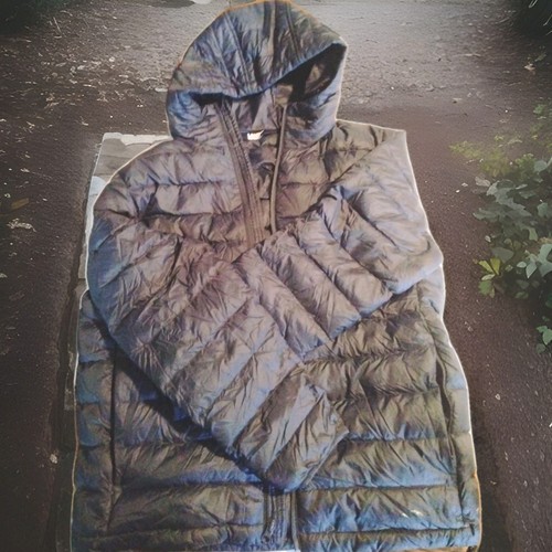 Lands End Primaloft Hooded Puffer Jacket Size Medium 38-40 Blue Thermoplume - Picture 2 of 7