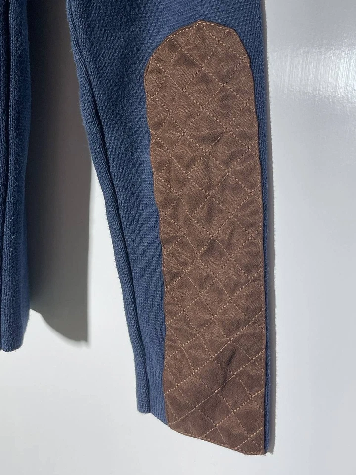 U.S. Polo Assn. Blue Knit Cardigan Jacket Women’s Size S Suede Trim Elbow Patche - Image 3 of 4