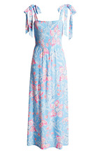 NWT $178 Lilly Pulitzer Kailua Floral Smocked Tie Shoulder Maxi Sundress XL