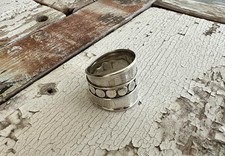 Wide Sterling Silver Boho Dotted Band Ring sizes 5.5 , 7, 7.5, 10