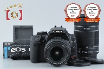 Canon EOS kiss Digital X Black 10.1 MP Digital SLR Camera 18-55 55-250 Lenses