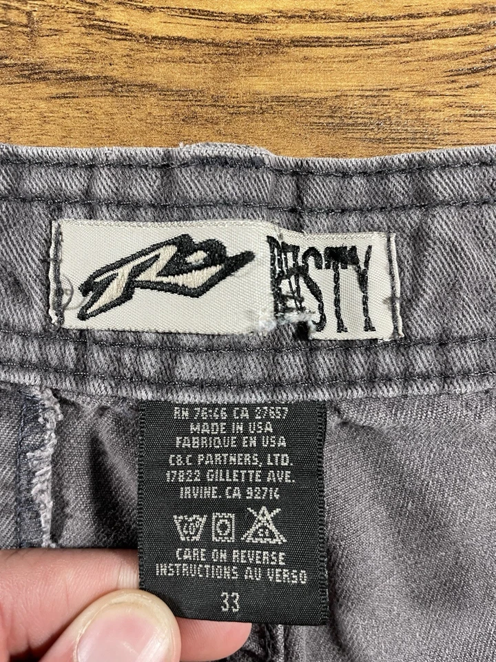 Pantalones Cortos de Skate Vintage Años 90 Oxidados 33 Gris Ancho Sueltos Y2K Foto 3 de 4