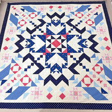 Handmade Original Alaska Holiday Cotton Patchwork quilt top/topper 86x86" black