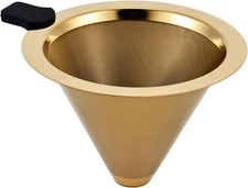 Small Size Pour Over Coffee Filter Dripper, Stainless Steel Metal Cone Drip Coff