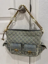 Marc Jacobs Denim Quilted Little Stam Shoulder Bag