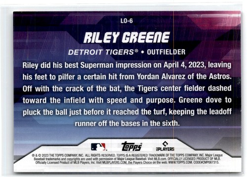 2023 TOPPS UPDATE LAID OUT BLUE RILEY GREENE DETROIT TIGERS #LO-6 - Picture 2 of 2
