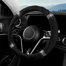 15" Diameter New Genuine Leather Black Car Steering Wheel Cover For Renault USA