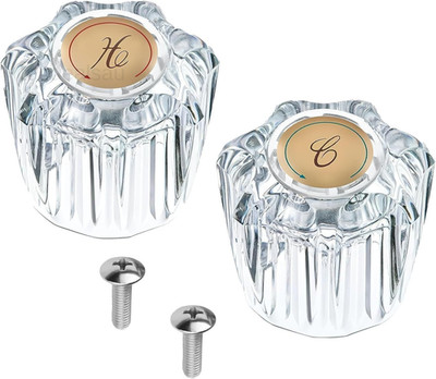 2 Pcs Bathtub Faucet Handles Shower Knobs Replacement Hot and Transparent