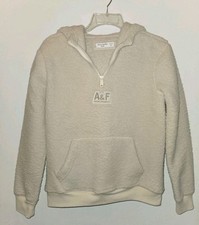 Abercrombie Fitch Kids Teddy Sherpa Hoodie in Cream size 11/12