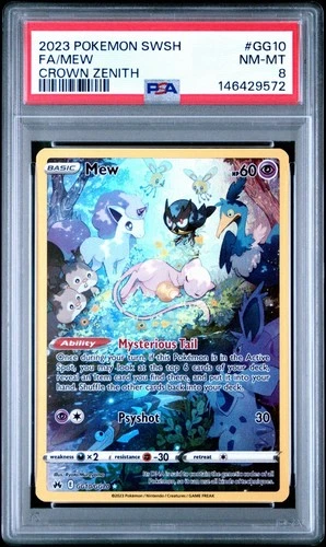 2023 POKEMON SWORD AND SHIELD CROWN ZENITH GG10 FULL ART/MEW PSA 8 NM-MINT
