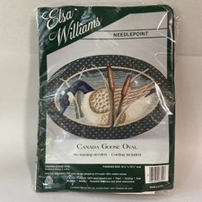 VTG Needlepoint Elsa Williams Canada Goose Oval Open Complete Made in USA
