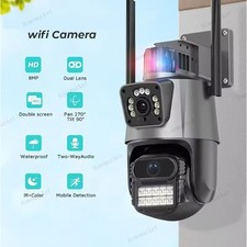 Dual Lens 4K WiFi Security Camera 8X Zoom Out...