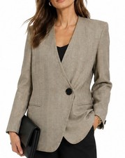 Christian Dior Vintage 80s 90s Asymmetric Wrap Power Blazer Size 12