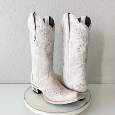 Lane DESTINY Womens Cowboy Boots 7.5 White Western Cowgirl Bridal Mid Calf Tall