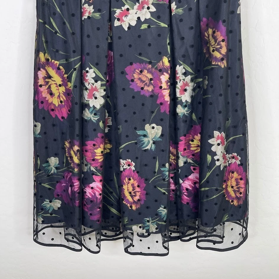 Eliza J Womens Floral Polka Dot Mesh Fit Flare Dress Whimsigoth Fairy Size 12 - Image 4 of 4