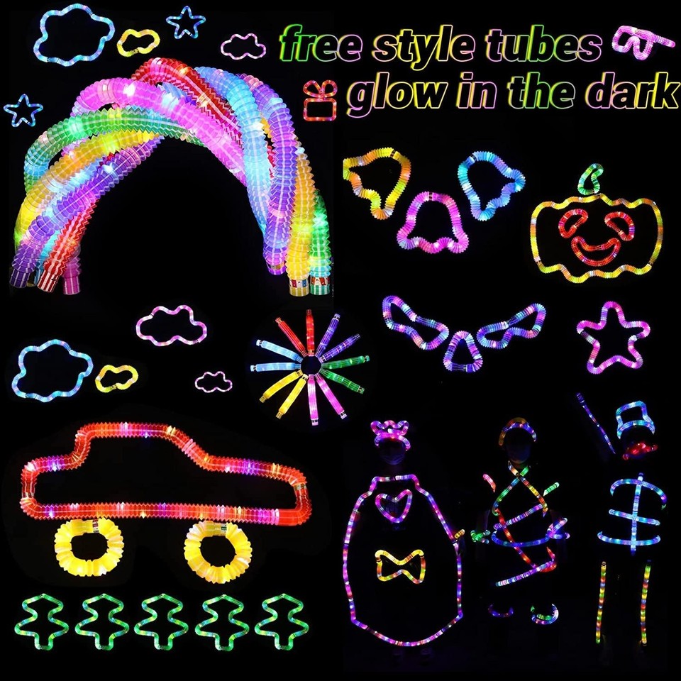 Poptubes Fidgets Mitgebsel Kindergeburtstag 12 Stück LED Pop Tubes Fidget Toys Party ...
