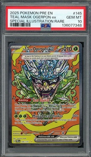 PSA 10 Teal Mask Ogerpon ex (SIR) Prismatic Evolutions 145/131 Pokemon Card B20