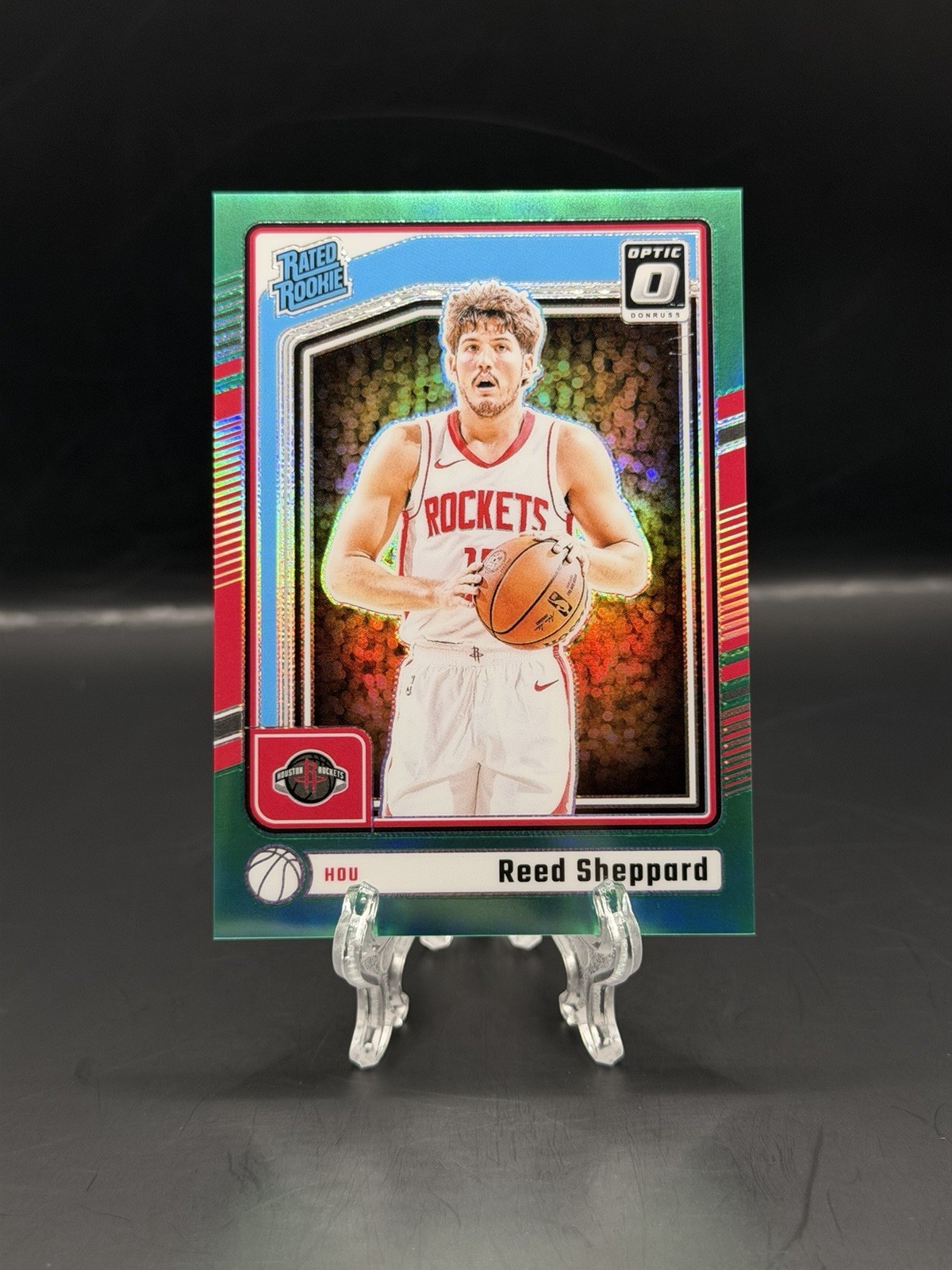 Reed Sheppard Panini 2024-25 Donruss Optic Rated Rookie Green /5 RC #255 Rockets
