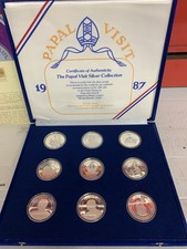1987 Papal Visit Silver Collection of 9 Proof Silver Medals 7.4oz .925 Silver 60.81 per troy oz
