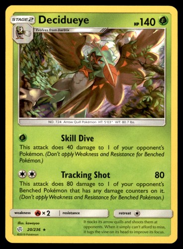 Decidueye 20/236 Holo Rare Cosmic Eclipse Pokemon Near Mint