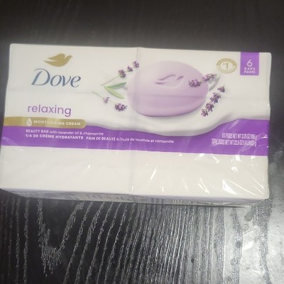 Dove Relaxing Beauty Bar 6 Bars Moisturizing Lavender Oil Chamomile Soothing