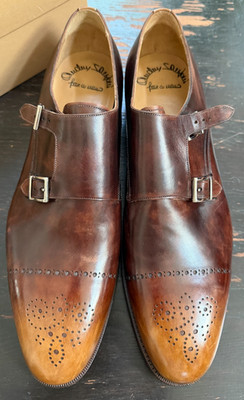 Santoni SAT042 Monk Straps Shoes| Hand Made in Italy US 13D Brown New Old Stock