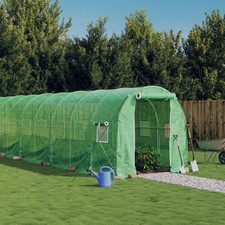 Greenhouse 6x2x2 m PE Cover Galvanised Steel Frame Green Garden 12m� zip doors